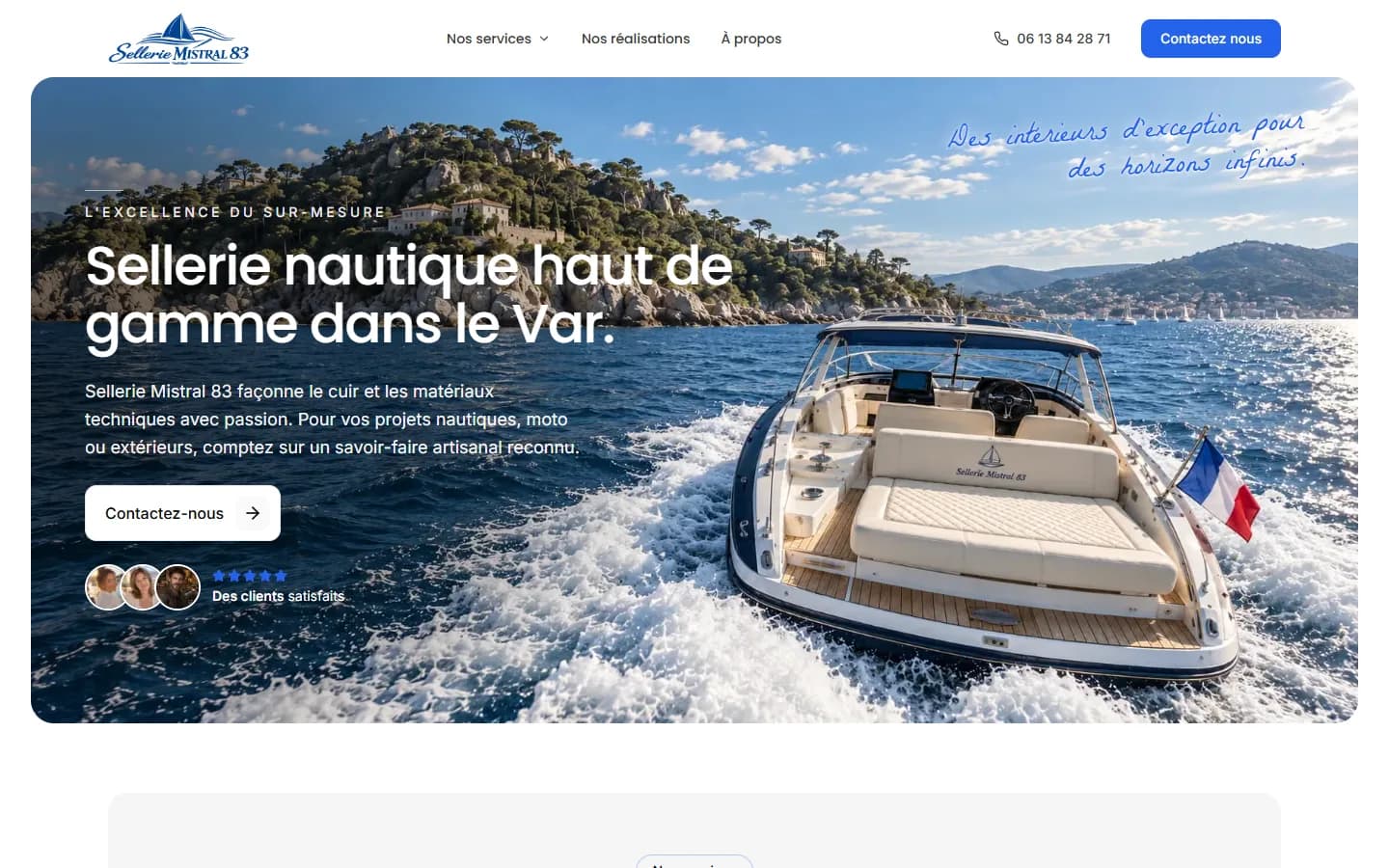 Projet Sellerie Mistral 83 : Site vitrine pour Sellerie Mistral 83 - Sellerie sur mesure dans le Var
